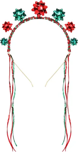 Vista 27 de MOLOCH Diadema de Navidad con lazo de Navidad, diadema de borla roja y verde, diadema de carnaval, disfraz de Navidad, accesorios para el cabello