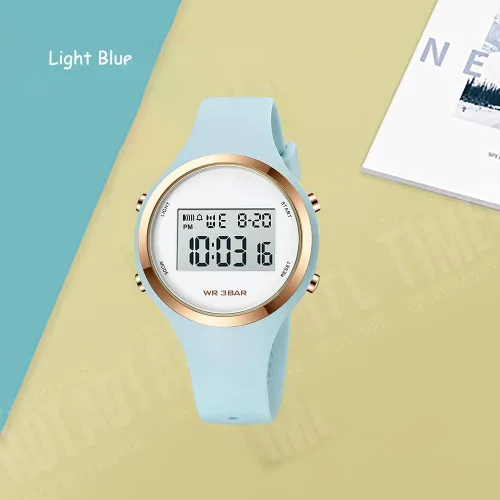 Vista 2 de Relojes deportivos para exteriores, reloj despertador, 5 bares, impermeable, LED digital