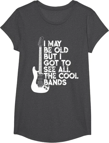 Vista 73 de Camiseta con texto en inglés "I May Be Old But I Got to See All The Cool Bands" Negro