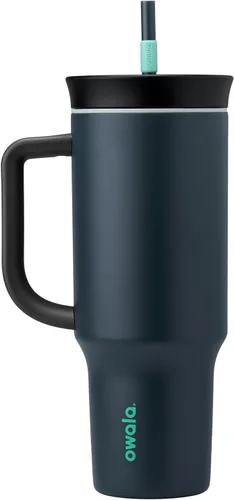 Vista 16 de Owala Vaso de viaje aislado de acero inoxidable de triple capa con tapa resistente a derrames, popote y asa de transporte, sin BPA, 40 onzas Tropical