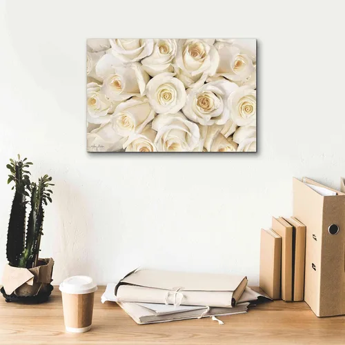 Vista 8 de Epic Graffiti 'Top View - White Roses' de Lori Deiter, arte de pared en lienzo, 18 x 12 pulgadas