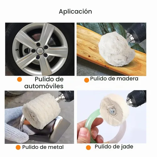 Vista 3 de Kit de 10 ruedas de pulido de algodón para taladro, ruedas de pulido para pulido de aluminio, cromo, acero inoxidable, metal, kit de pulido