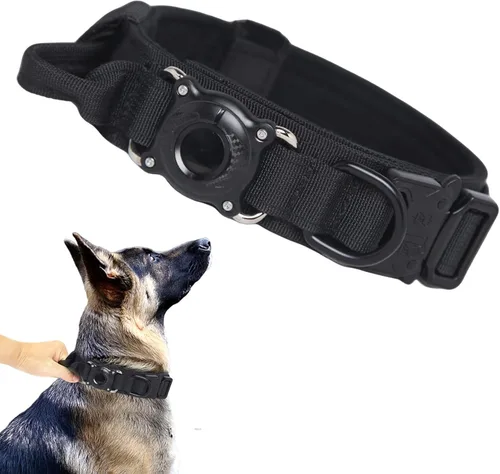 Vista 21 de Collar táctico para perro, ajustable, militar, de nailon, con asa de control y hebilla de metal resistente para perros medianos y grandes (negro, S)