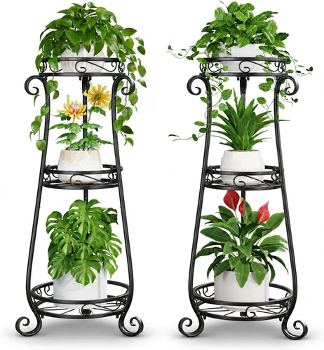 Vista 19 de LASZOLA 3 Tiers Metal Corner Plant Flower Stand Tall Indoor Outdoor, Bronze Bronce