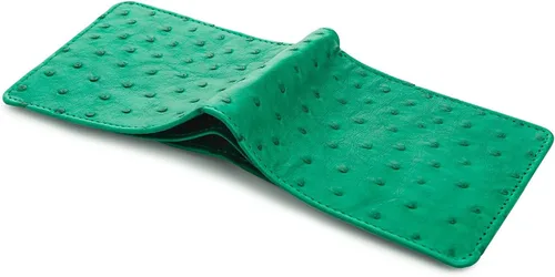 Vista 7 de Cartera de avestruz genuino piel de avestruz cuero verde para hombre