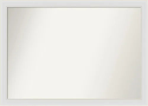 Vista 402 de Amanti Art Espejo de baño blanco para sobre el fregadero, 24 x 26 pulgadas, espejo rectangular blanco y blanco, marco de madera contemporáneo