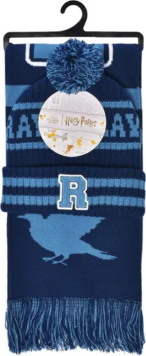 Vista 7 de Concept One Hogwarts - Conjunto de gorro y bufanda unisex de Harry Potter para adultos, gorro de punto de invierno con puño y pompón