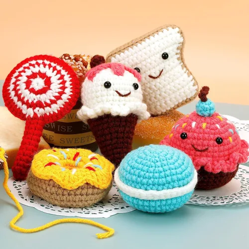 Vista 2 de Crochetobe Kit de ganchillo para adultos principiantes - 6 postres, kit completo con instrucciones detalladas, tutoriales en video