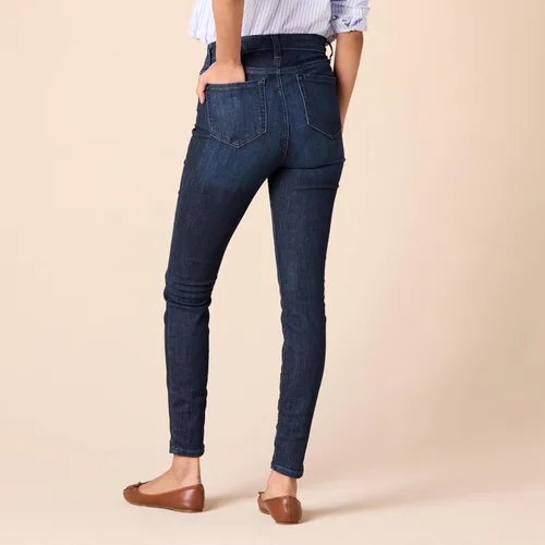 Vista 3 de Tienda Essentials Jeans ajustados para mujer, cintura alta, jeans elásticos