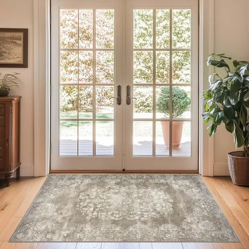 Vista 166 de jinchan Fiora - Alfombra lavable de área pequeña, alfombra de entrada floral de medio círculo de 2 x 3, tapete de media luna de pelo bajo, suave