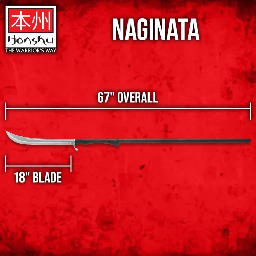 Vista 2 de Honshu Naginata - Espada y funda de arma de asta japonesa Samurai & Foot Soldier - Arma de autodefensa Hoja de 18 pulgadas unida a eje largo