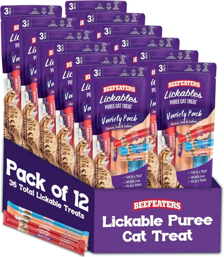 Vista 12 de Beefeaters Chicken Pure Cat Treats 1.59oz (paquete de 12) Golosinas de tubo para apretar para lamer, sin granos, sin azúcar añadida, pollo real