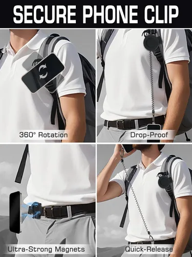 Vista 3 de Clip magnético para cinturón universal para muñeca/mochila soporte para teléfono para correr, senderismo, viajes, placa de engranaje táctico