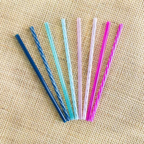 Vista 2 de Ello Impact - Paquete de 8 popotes de plástico reutilizables, aptos para lavavajillas, sin BPA, con cepillo de limpieza, agua de rosas 8 unidades.