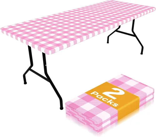 Vista 34 de Smiry Mantel de Mesa de Picnic Paquete de 2, Manteles Ajustables Elásticos Impermeables para Mesas Rectangulares de 18 x 72 pulgadas, Mantel