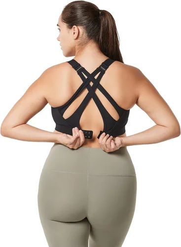 Vista 7 de Yvette Sports Bra High Impact Adjustable Criss Cross Back, Full Support for Large Bust No Bounce