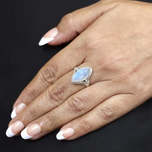 Vista 3 de JEWELOPORIUM Anillo hecho a mano de plata de ley 925 para mujer 8x16 Marquoise Gemstone Fashion Jewelry para regalo (99093_R)