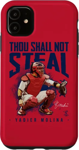 Vista 8 de Yadier Molina - Carcasa para iPhone 17, diseño de "Thou Shall Not Steal