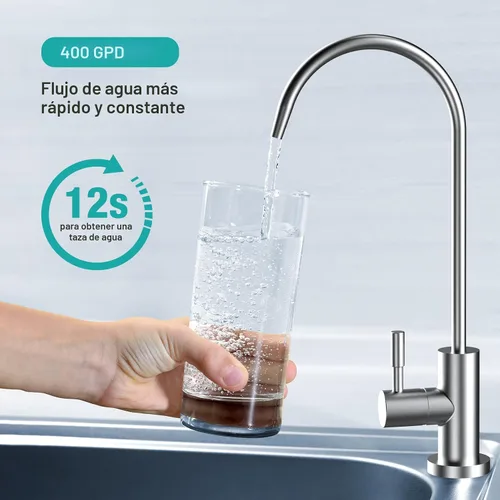Vista 6 de SimPure Sistema de ósmosis inversa sin tanque T1-400UV con UV, certificado NSF/ANSI 58, sistema de filtro de agua RO para debajo del fregadero 400