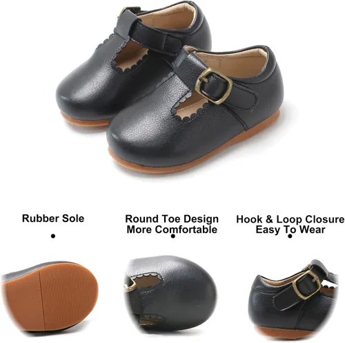 Vista 4 de Felix & Flora Zapatos de vestir planos Oxfords para niña pequeña, zapatos de princesa Mary Jane para fiesta escolar, zapatos de fiesta