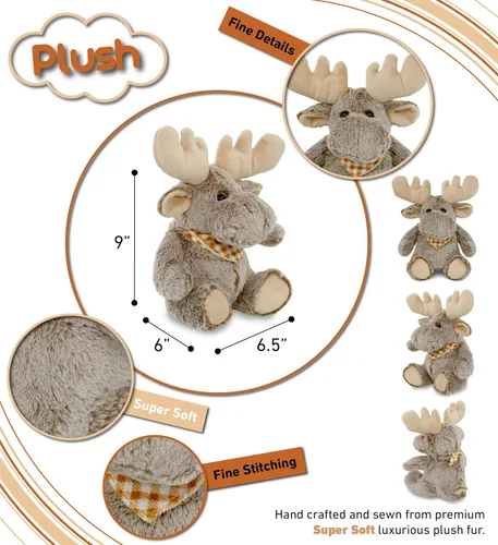 Vista 3 de Puzzled Peluche de alce sentado súper suave, 11 pulgadas