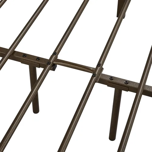 Vista 8 de Yaheetech Base de cama con plataforma de metal, cabecero y estribo Bronce