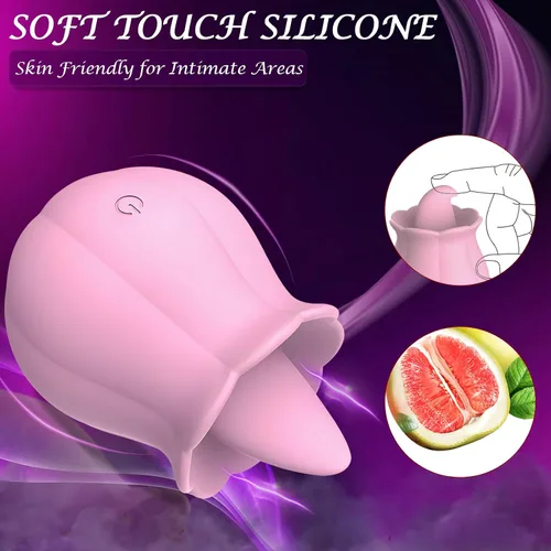 Vista 4 de Juguetes Sexuales Vibrador Dildo Rosa, Juguete para Adultos con 10 Velocidades de Vibración para Mujeres Clítoris Pezón, Juguete Sexual de Lengua