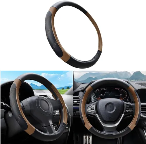 Vista 11 de Mandark Funda para volante de automóvil, de piel de microfibra antideslizante de 15 pulgadas, protector de volante de vehículo, accesorios