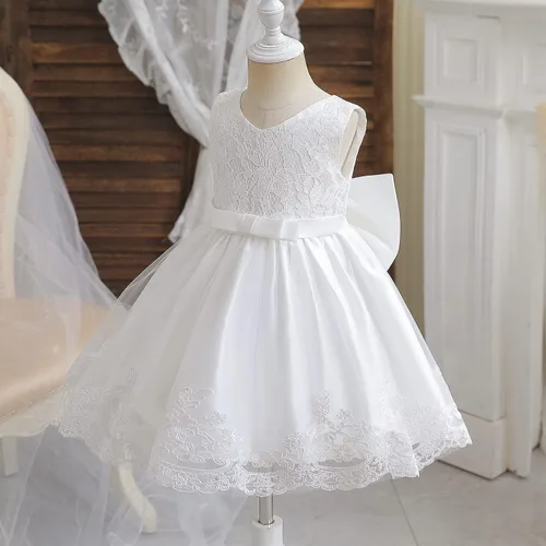 Vista 2 de NNJXD - Vestido de princesa de tul con flores para usar en bodas para niñas pequeñas y bebés