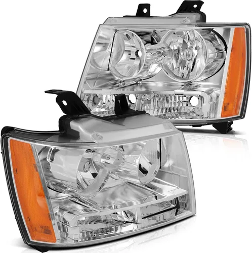 Vista 48 de Conjunto de faros delanteros para Chevy Avalanche 1500 2003-2006 para Avalanche 2500 03-06 para 1500 Classic 2007 carcasa negra reflector ámbar