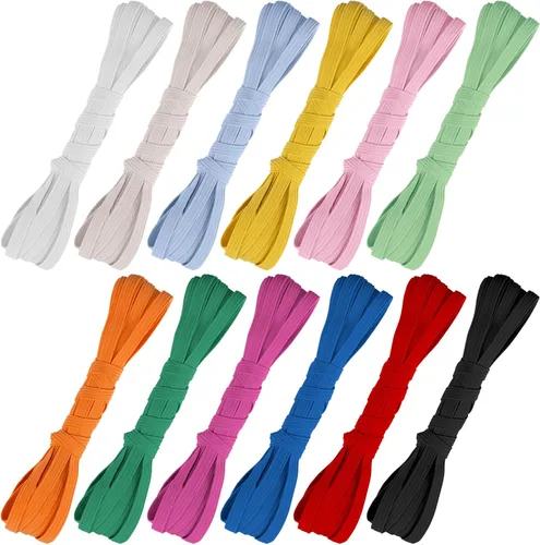 Vista 32 de Airisoer Banda elástica de 1/2 pulgada para costura, bandas elásticas de alta elasticidad de 12 yardas para cinturas, pantalones, ropa y Negro