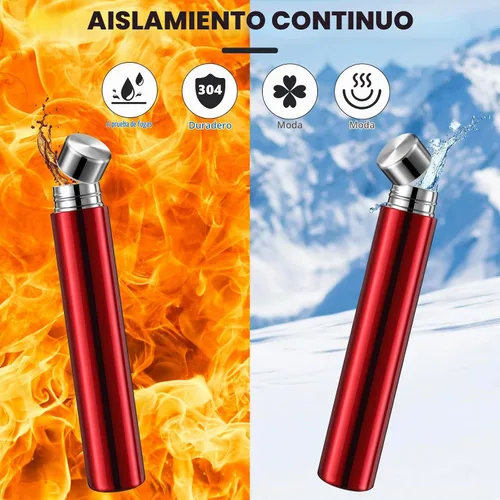 Vista 4 de Vesici Botella de Agua Delgada de 8.8 oz Pequeña de Acero Inoxidable Compacta Aislada Botellas de Agua para Acampar Viaje Mochila Frasco de Bolsillo