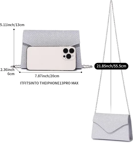 Vista 3 de Labair Bolso de noche para mujer, con purpurina brillante, bolso de mano para fiesta de boda, bolso cruzado de hombro