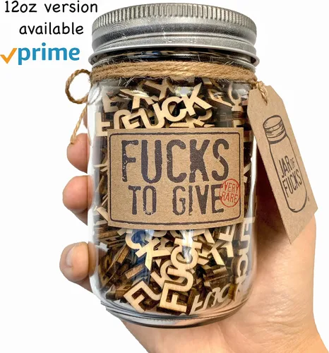 Vista 6 de Give a Fuck - FUCK wooden cutouts - Make your own 12oz Jar of Fucks! 170 per pack - (Explanation Card Included)