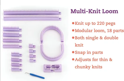 Vista 6 de Authentic Knitting Board Telar multi-tejido ajustable, piezas de enganche, calibre pequeño y grande