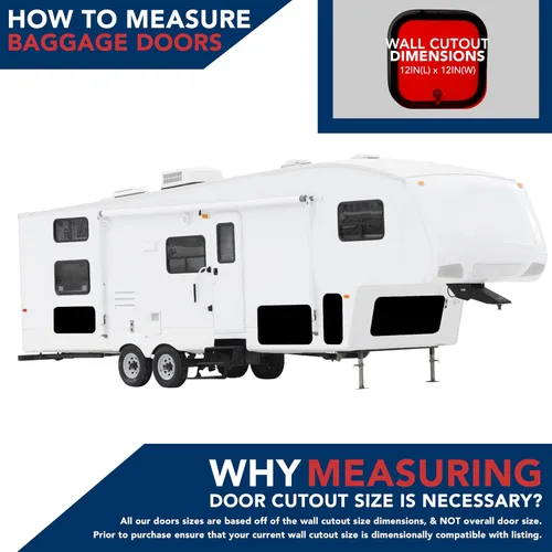 Vista 6 de Puerta de equipaje RV de 12 pulgadas de ancho x 12 pulgadas de alto con esquinas redondeadas y cerradura para vehículos recreativos, puertas