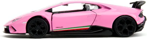 Vista 3 de Jada Pink Slips 1:32 W1 Lamborghini Huracán Performante - Auto fundido a presión, juguetes para niños y adultos (rosa brillante)