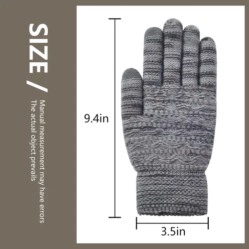 Vista 12 de Guantes de invierno cálidos para pantalla táctil para mujer, guantes térmicos de punto de lana con forro polar para clima frío