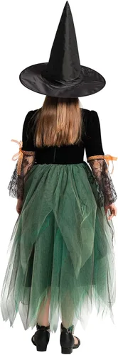Vista 6 de AGQT Disfraces de bruja para niñas, disfraz de Halloween para niñas de 4 a 12 años