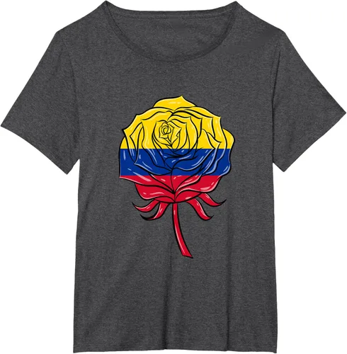Vista 14 de Camiseta colombiana para mujer con diseño de rosa, Negro