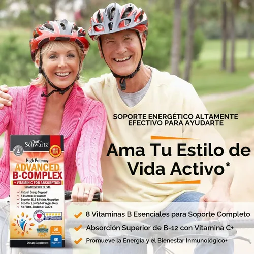 Vista 3 de Complejo de vitamina B con vitamina C para una máxima absorción – Metilcobalamina b12 y folato ácido fólico suplemento – Vitaminas B1 B2 B3 B5 B6 B7