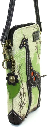 Vista 5 de CHALA Canvas Crossbody Cell Phone Purse - Women Multicolor Handbag with Adjustable Strap Jirafa - Arena