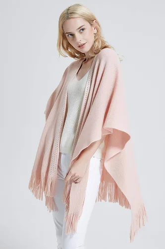 Vista 137 de Moss Rose Chal de viaje para mujer, capa tipo poncho de frente abierto para otoño e invierno