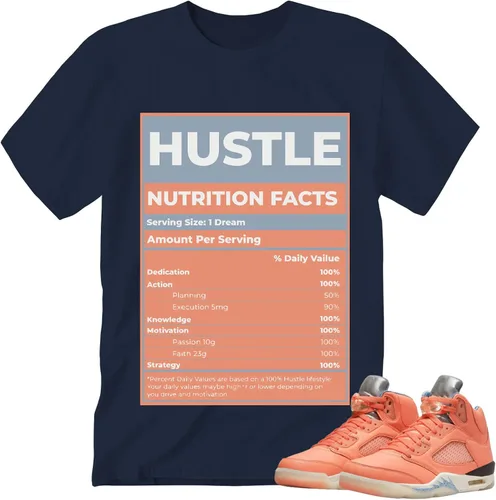 Vista 3 de Hustle Nutrition Facts - Camiseta a juego con Jordan 5 D.J K%ha#le.d Crimson Bliss, camiseta a juego para tenis Jordan D.J K%ha#le.d Crimson Bliss
