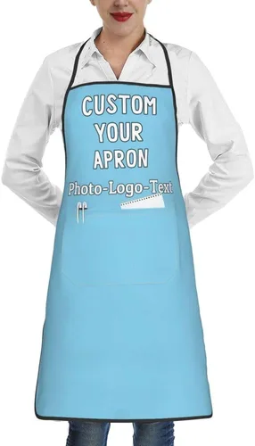 Vista 14 de Delantales personalizados para adultos, delantal personalizado con logotipo de foto, delantal impermeable con 2 bolsillos