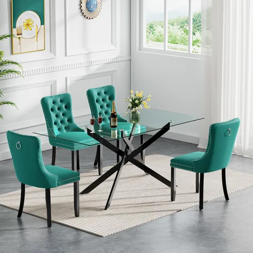 Vista 122 de Juego de mesa de comedor de cristal plateado moderno de 47 pulgadas para 2, juego de mesa de comedor de cocina redonda de 3 piezas con patas