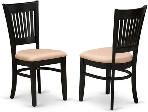 Vista 4 de East West Furniture DMVA3-BLK-C - Juego de mesa y sillas de cocina de 3 piezas contiene una mesa de comedor redonda con gotas y 2 sillas tapizadas