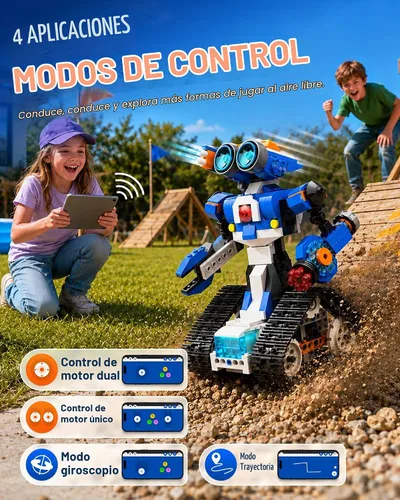 Vista 5 de Apitor STEM Robot Toy 6 en 1 Kit de construcción de robot para niños de 8 a 12 años, aplicación de control remoto, juguetes de codificación STEM