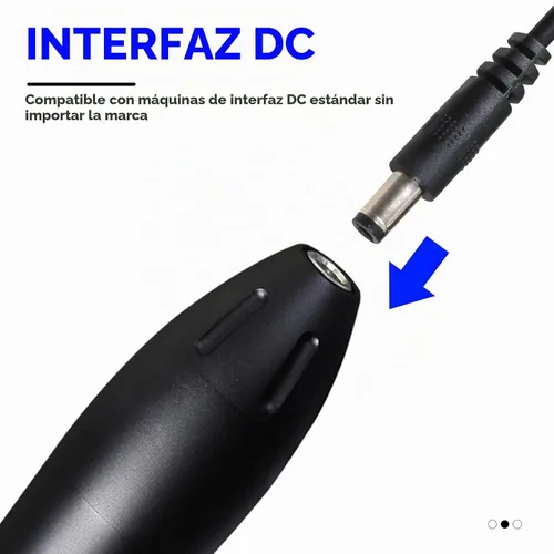 Vista 3 de Dragonhawk Máquina rotativa de tatuaje de pluma Cable de alimentación de repuesto Cable de conector DC con enchufe mono de 1/4 "y conector de 1/8