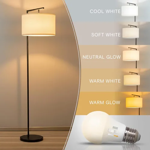 Vista 2 de Brightech Montage - Lámpara de pie moderna - Lámpara de pie LED con pantalla bronceada para salas de estar y oficinas - Luz de lectura